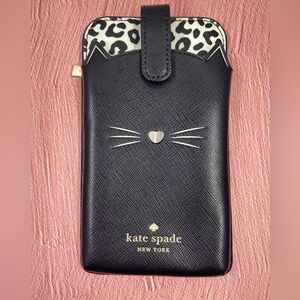 Kate Spade Black Cat Leopard Crossbody Phone Case/Wallet
